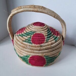 Vintage Large Coil Woven Old Mexican BOHO Style Basket
